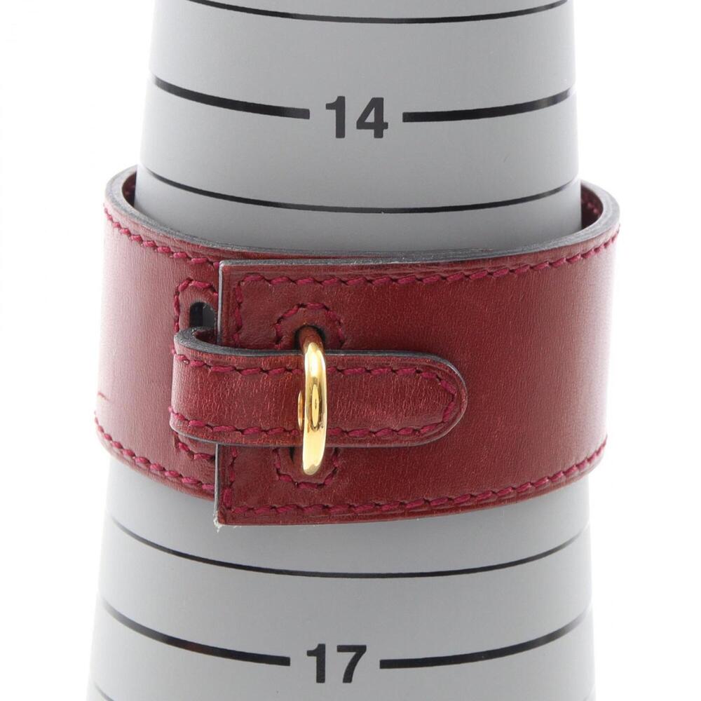 Hermes Artemis Bracelet, □E stamp, Gold Plated Leather, Women's, Red - Picture 6 of 9